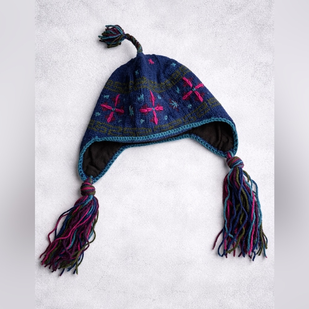 Lost‎ Horizons Wool Earflap Beanie Hats Fair Isle Nordic Winter Handmade Nepal